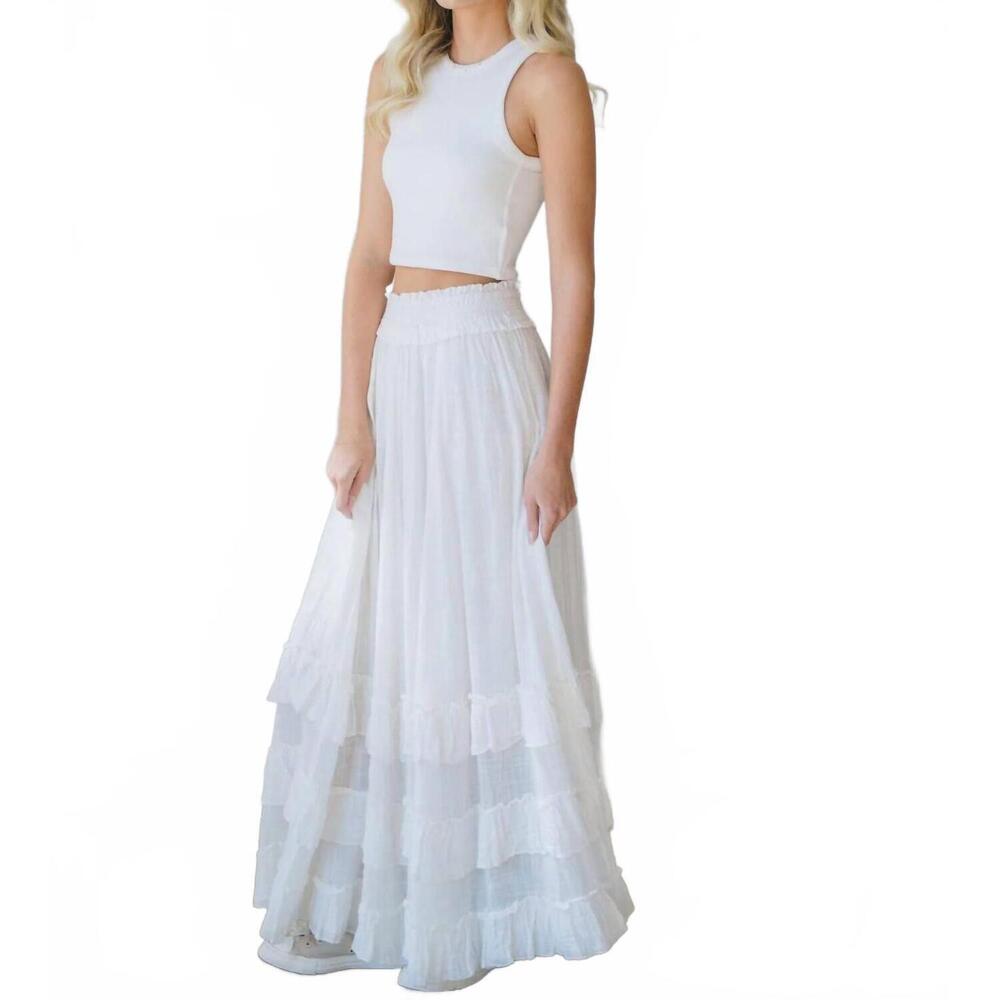 NEW FREE PEOPLE brynn maxi skirt in white - Picture 4 of 4